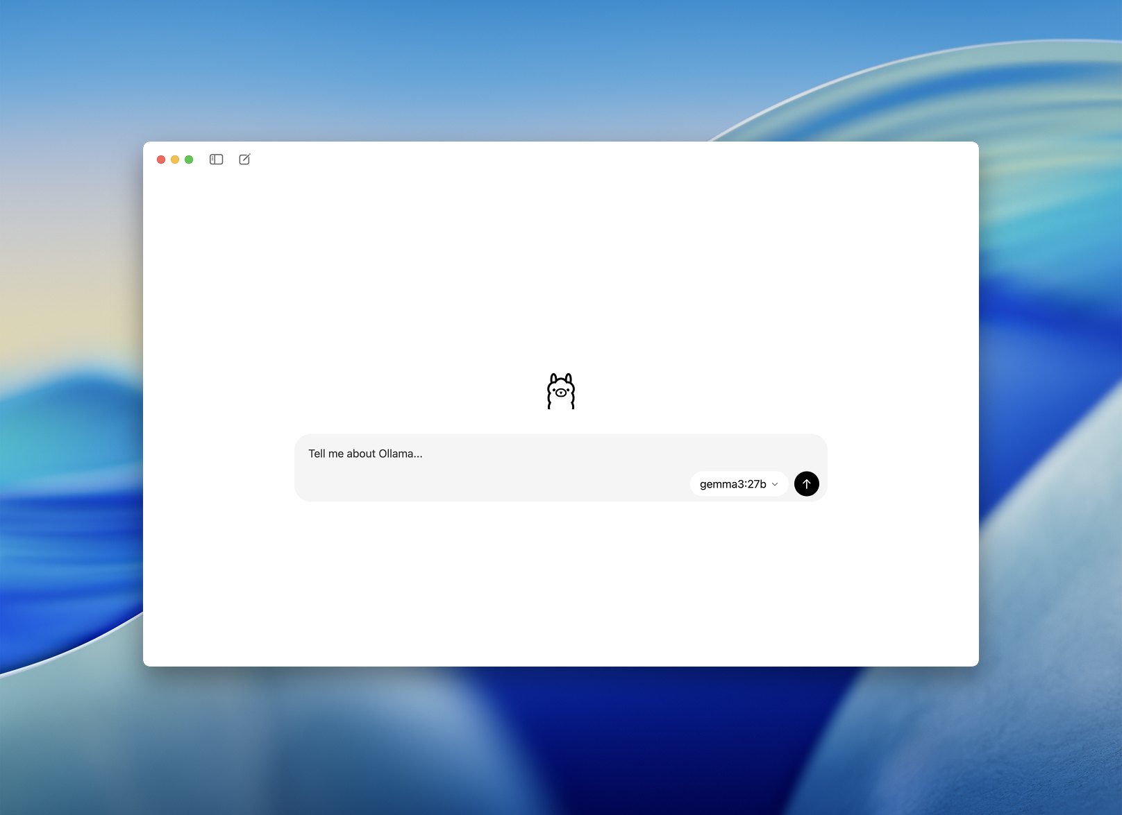 The Ollama app on a Mac with a local model selected